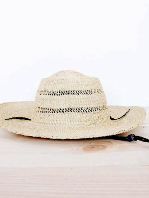 Ghanaian Lace Design Straw Hat - Large Brim