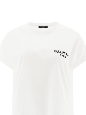 Balmain Logo Printed Cropped T-shirt