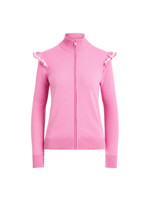 Ruffle-trim Zip Golf Sweater