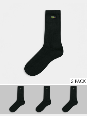 Lacoste 3 Pack Socks In Black