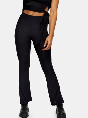 Black Ribbed Flare Pants