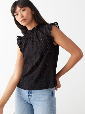 Frilled Broderie Anglaise Blouse