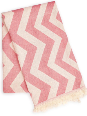 Mersin Upcycled Chevron Turkish Towel - Pink