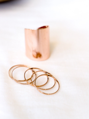 Hl Collection Set Of 6 Rose Gold Stacking Rings With 1 Tube Ring