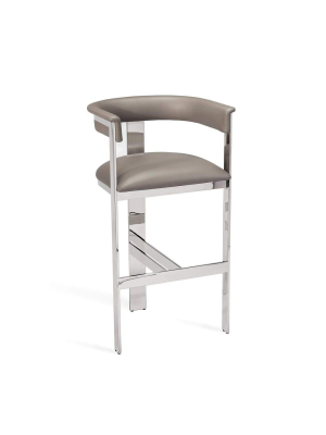 Interlude Home Darcy Bar Stool In Grey/ Nickel