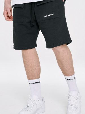 Plano Heavy Sweat Cargo Shorts Washed Black