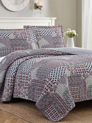 Modern Threads 2 Or 3 Piece 100% Cotton Enzyme Washed Quilt Set Vivienne.