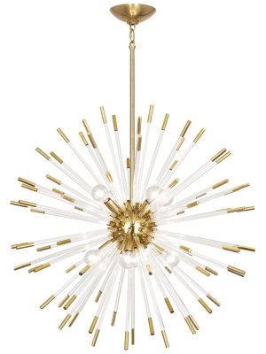 Andromeda Chandelier In Modern Brass Finish W/ Clear Acrylic Rods