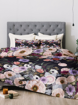 Full/queen Iveta Abolina Floral Comforter Set Purple - Deny Designs