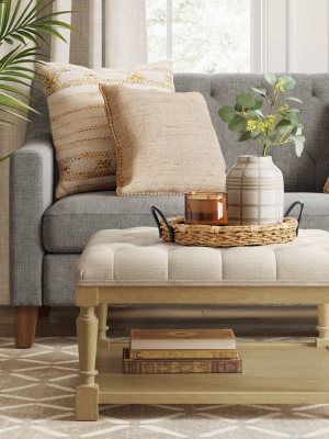 Belhaven Tufted Cocktail Ottoman With Wood Legs - Threshold™