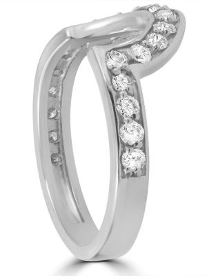 Pompeii3 1/2 Cttw 14k White Gold Diamond Curved Contour Band For Forever Us 2 Stone Ring