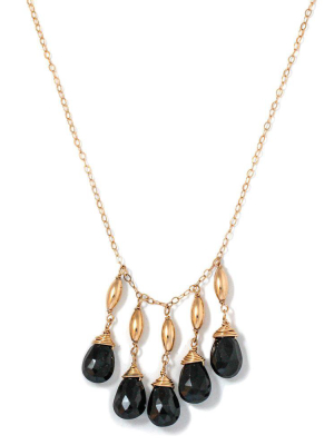 Cascade Gemstone Necklace - Black Spinel