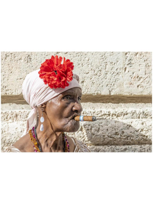 Blu Art Cuban Woman With Rose