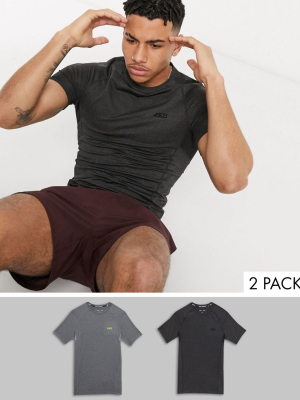 Asos 4505 Icon Muscle Training T-shirt With Quick Dry 2 Pack