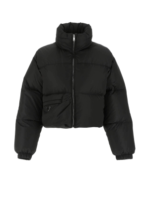 Prada Logo Plaque Zipped Puffer Jacket