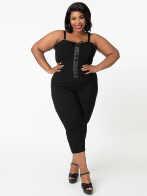 Unique Vintage Plus Size Black Corset Delaney Jumpsuit