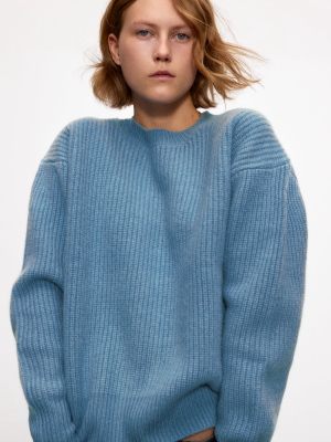 Purl Knit Wool Sweater