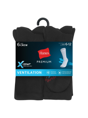 Hanes Premium Men's X-temp Breathable Crew Socks 6pk