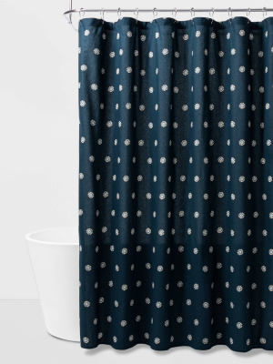 Flower Dot Printed Shower Curtain Blue - Threshold™