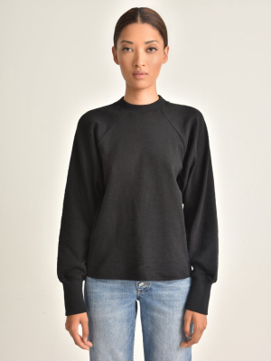 So Uptight Waffle Knit Crewneck In Black