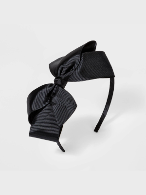 Girls' Solid Bow Headband - Cat & Jack™ Black