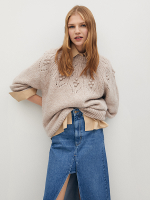 Embossed Contrasting Knit Sweater