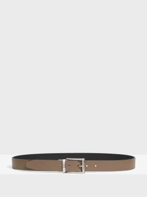 Reversible Belt In Pebbled Leather