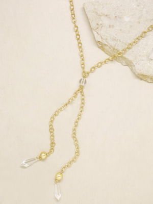 Chain Link 18k Gold Plated Lariat With Double Hanging Resin Pendants
