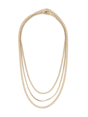 Gold Snake And Chain Necklace*