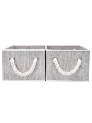 Storageworks Set Of 2 (11l) Rectangle Polyester Storage Bin With Cotton Rope Handles