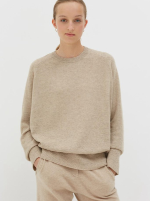 Oatmeal Cashmere Slouchy Sweater