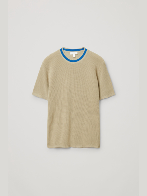 Organic Cotton Contrast Neck Knitted T-shirt