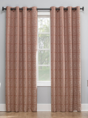 Evie Medallion Jacquard Extreme Total Blackout Grommet Top Curtain Panel - Sun Zero