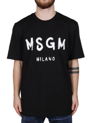 Msgm Logo Printed Crewneck T-shirt