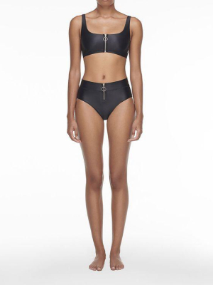 Zip Up Bikini Bottoms Black