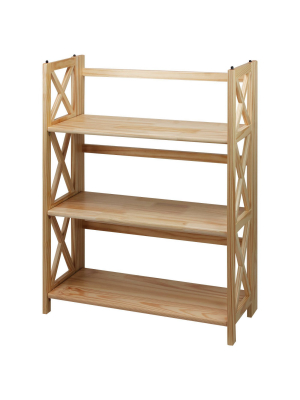 3 Shelf X Design Folding Bookcase - Flora Home