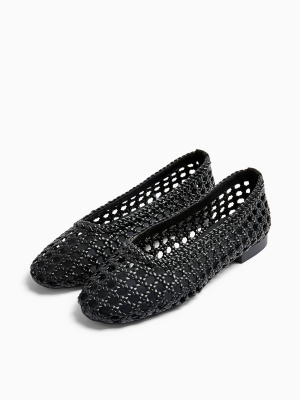 Alba Black Woven Ballet Shoes