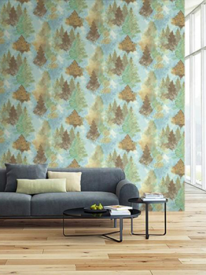 Watercolor Wilds Wallpaper In Blues And Pale Green From The L'atelier De Paris Collection By Seabrook