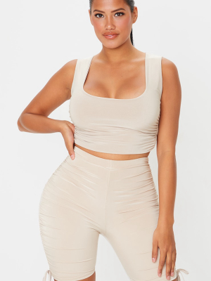 Shape Stone Slinky Ruched Side Crop Top