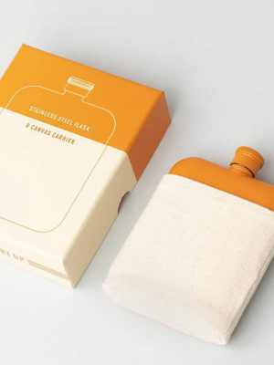 Orange 6oz Flask With Canvas Carrier