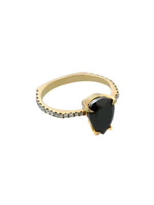 Pear-shaped Black Diamond Ring