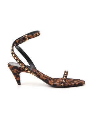 Saint Laurent Leopard Print Stud-embellished Sandals