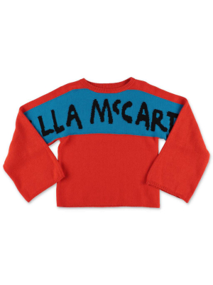 Stella Mccartney Kids Logo Pencil Intarsia Jumper