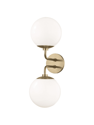 Stella 2 Light Wall Sconce - Aged Brass