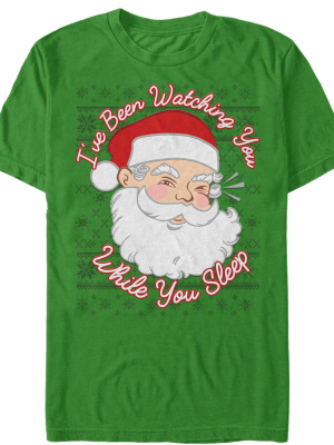 Men's Lost Gods Christmas Santa Watching You Sleep T-shirt