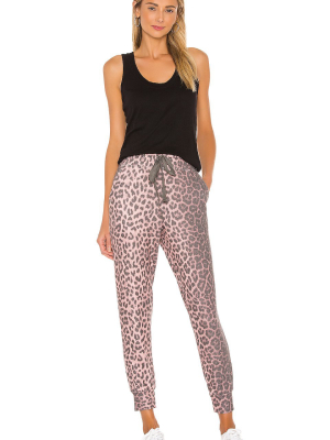 Sundry Animal Print Pocket Jogger Pant Pink