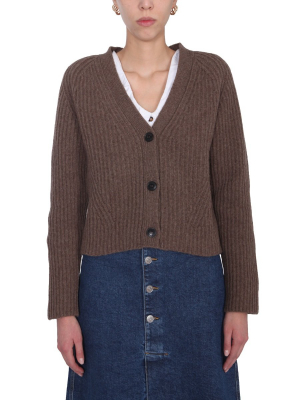 Ganni Ribbed V-neck Cardigan