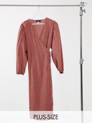 Daisy Street Plus Midaxi Wrap Dress In Vintage Check