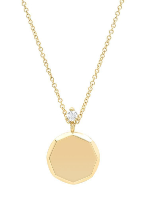 Faceted Round Medallion And Diamond Necklace