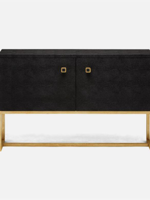 Dallon 2 Door Buffet Black Faux Shagreen And Gold Steel